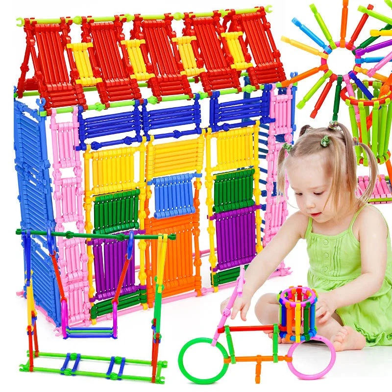 250-500pcs Assembled Building Blocks DIY Smart Stick Plastic Blocks Imagination Creativity Educational Learning Toys for Babies