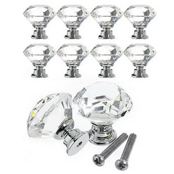 

10PCS Diamond Shape Crystal Glass Cabinet Knobs Handles Dresser Drawer Knobs Kitchen Cabinet Handles Furniture Handle Hardware