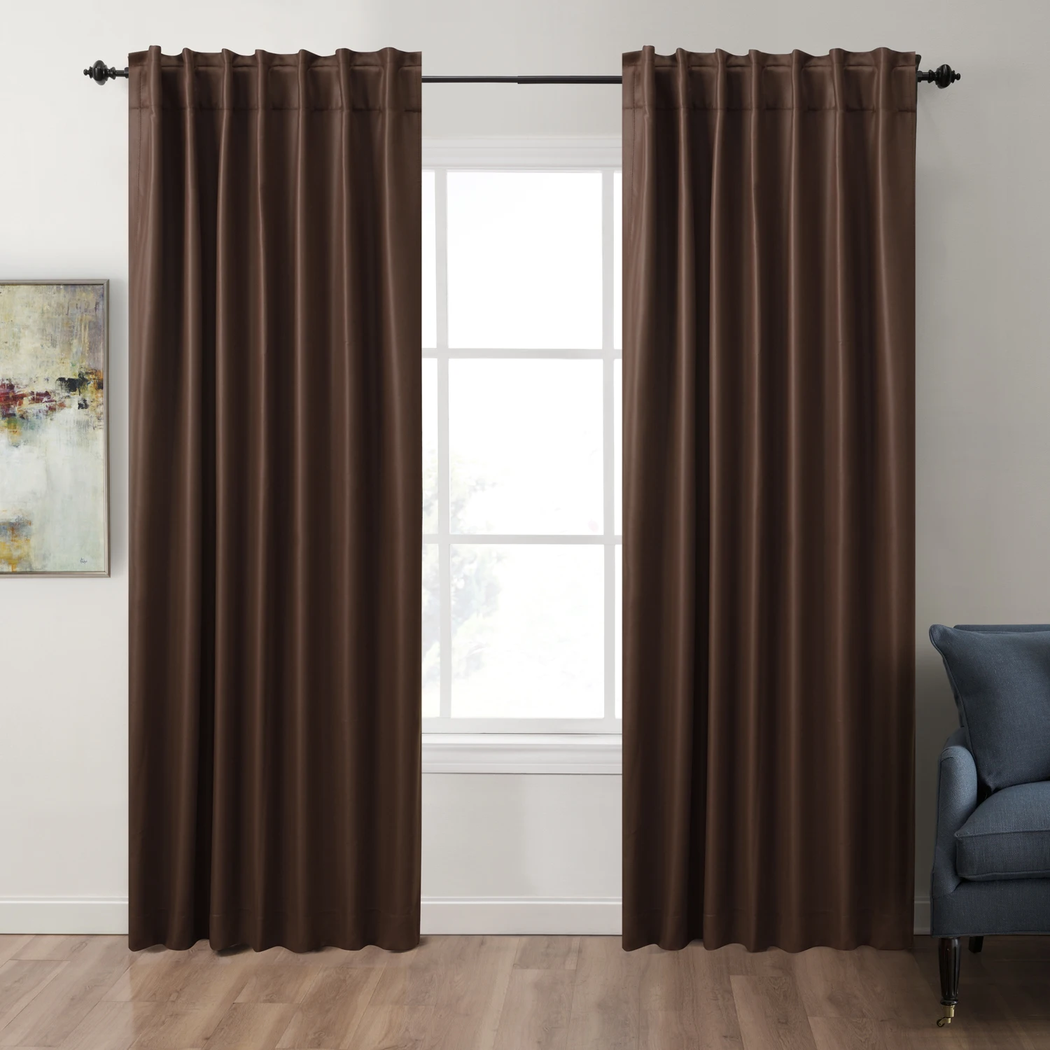 Solid Color Thermal Insulated 90% + Blackout Curtains for Living Room Bedroom Gray Black Blue Thick Window Curtain Treatment