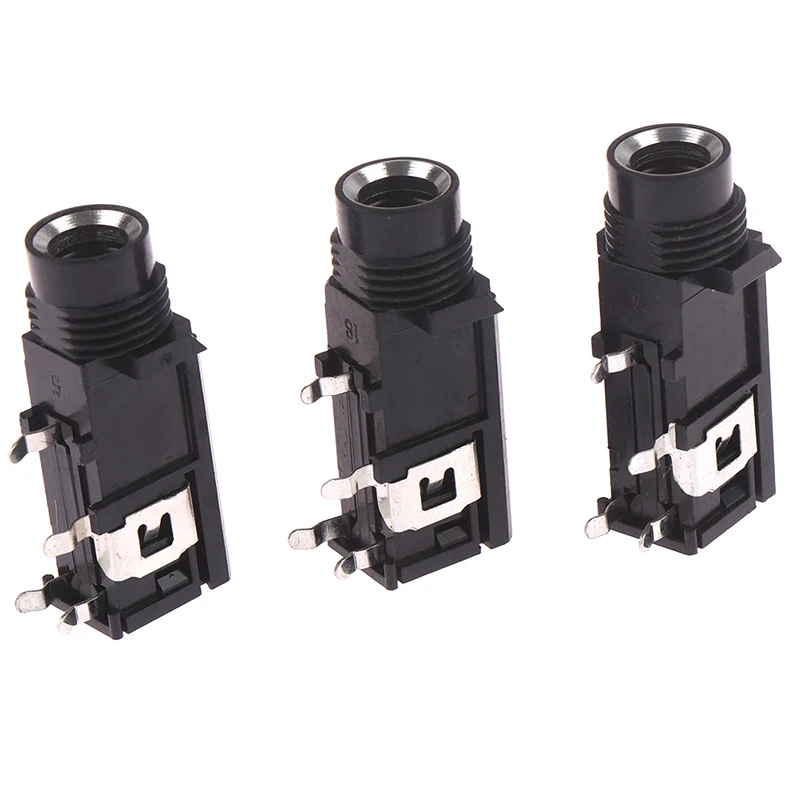 Audio Adapter 6.35mm Jack Stereo Female Socket Connector 4pin 3pcs/lot