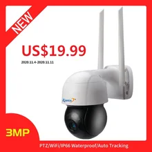 Zjuxin 3mp ptz ip wifi câmera de segurança cctv rastreamento automático câmera de áudio bidirecional onvif ai detecção humana ao ar livre sem fio cam