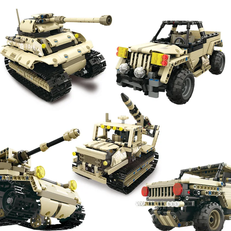 

Yuxing 13009-13 Remote Control Electric Building Blocks Armored Union Marines Military Hummer Assembled Building Blocks Toy