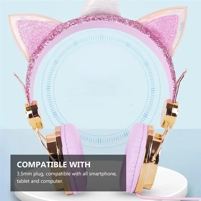Funny Kids Headset Colorful Diamond Unicorn Girl Wired Headphones Music Stereo Phone Earphones Children Christmas Brithday Gifts