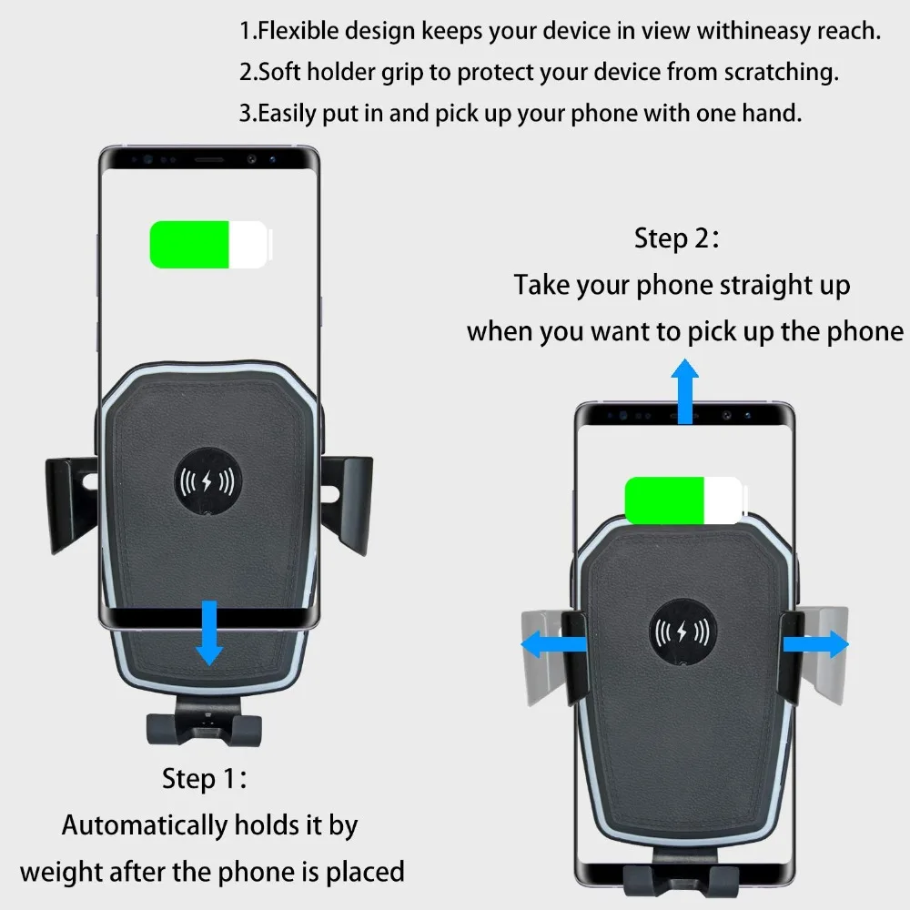 10 Вт Быстрое QI Беспроводное Автомобильное зарядное устройство автоматический гравитационный Автомобильный держатель для телефона для iPhone 11 Pro 8 X XS XR samsung S10 S9 S8 Carga