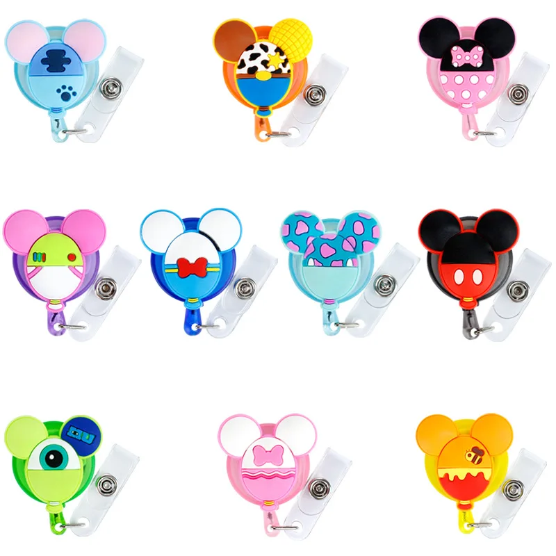 Cute Card Cover Clip New Design Silicone Retractable Student Nurse Badge Reel Clip Cartoon ID Card Badge Holder accessories