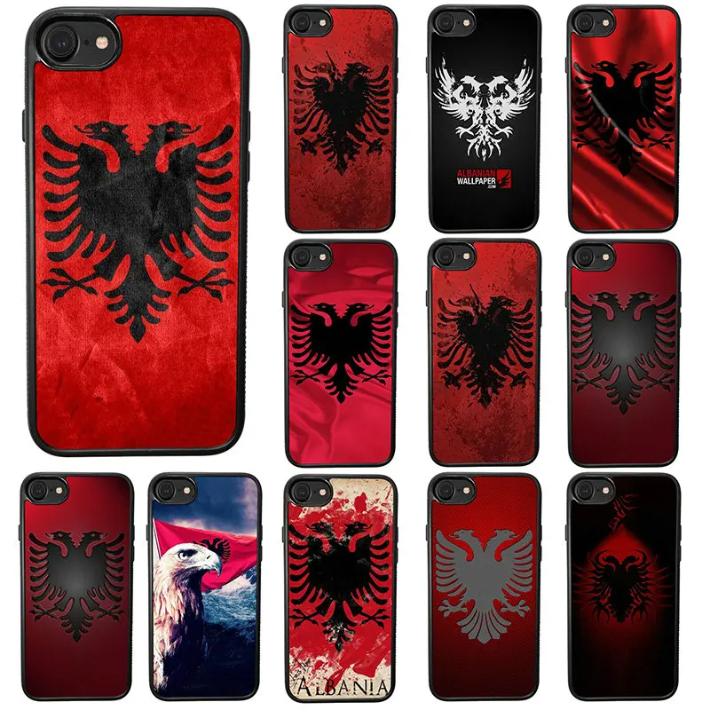 Cell Phone Cases PC Hard TPU Cover for iphone 8 7 6 6S Plus X XR XS 11 Pro Max 5S 5 SE 4 4S Case Albanian National Flag Emblem | Мобильные