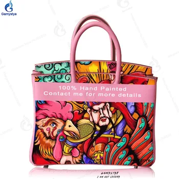 

Hand Drawing China hero Chinese style Handbags Genuine Leather Top handle bags Women Messenger Bag Designer Real Cowskin
