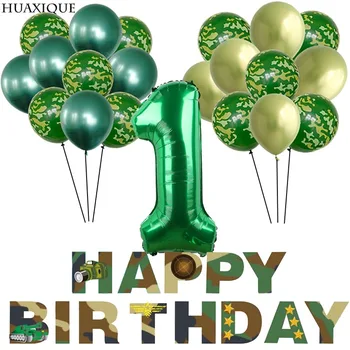 

10pcs 12inch Metal Pearl Balloons Camouflage Latex Ballons Military Theme Party Toy Balloon Happy Birthday Banner Bouting Decor