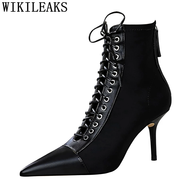 

women boots high heels lace up boots black sexy boots luxury shoes women designers fashion schoenen vrouw bottine femme ayakkabı