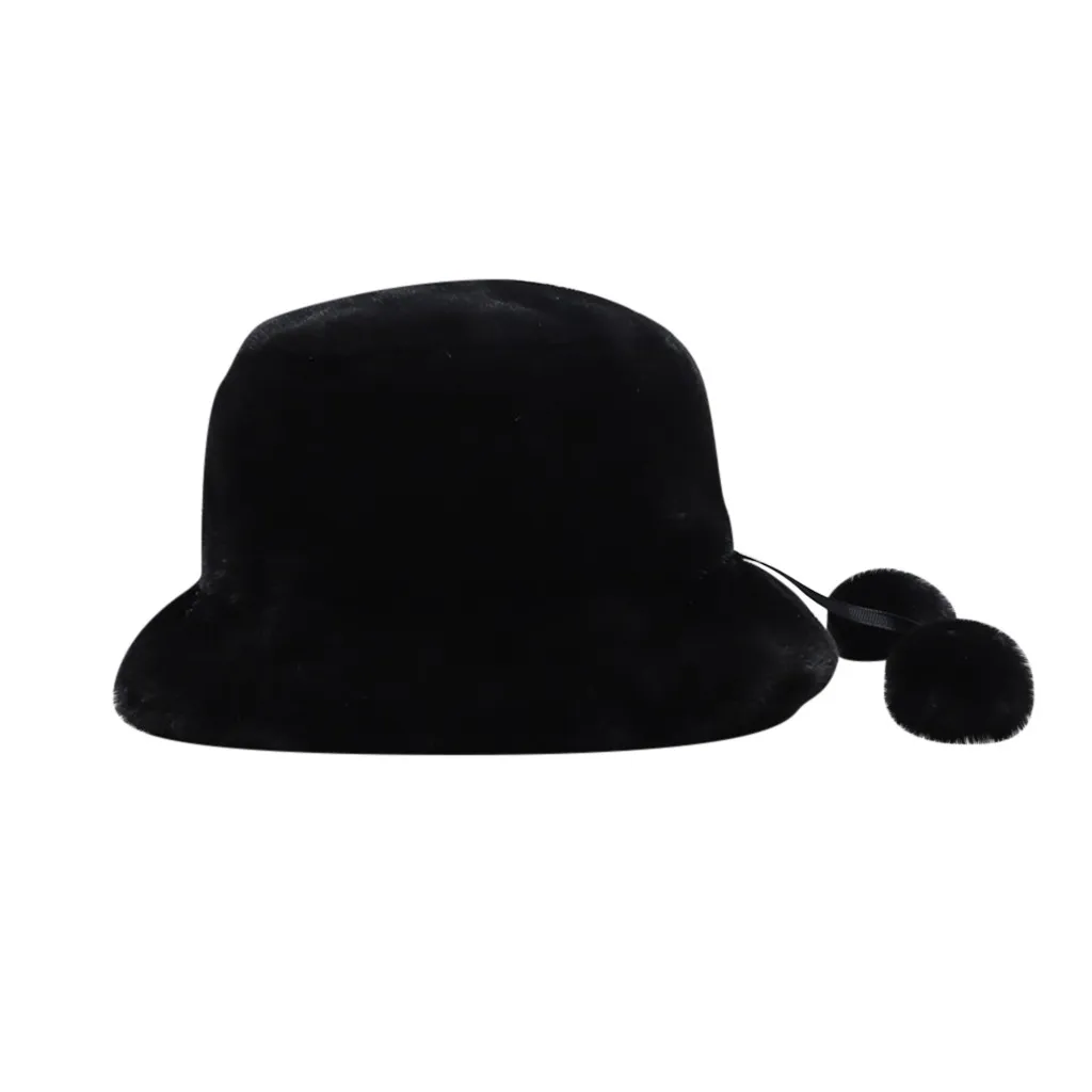 Faux Fur Winter Bucket Hat For Women Girl Fashion Solid Thickened Soft Warm Fishing Cap Outdoor Vacation Lady Panama * | Аксессуары для