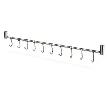 

Kitchen Rail Rack Wall Mounted Utensil Hanging Rack Stainless Steel Hanger Hooks for Kitchen Tools Pot Towel 10 Sliding Hooks