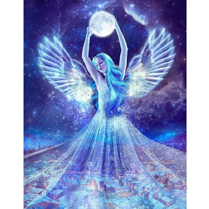 Moon Angel Diamond Mosaic Full Square Drill Resin Painting Cross Stitch Kits Embroidery Rhinestone Cartoon Girl | Дом и сад