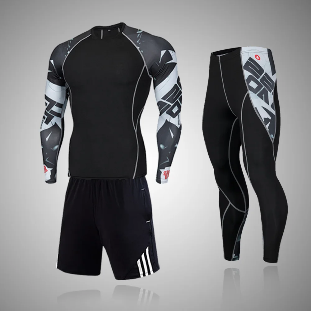 

Tracksuit Men Sports Suit Gym Fitness Compression Clothes Running Jogging Sportwear Exercise Workout Rashguard Superman Tights