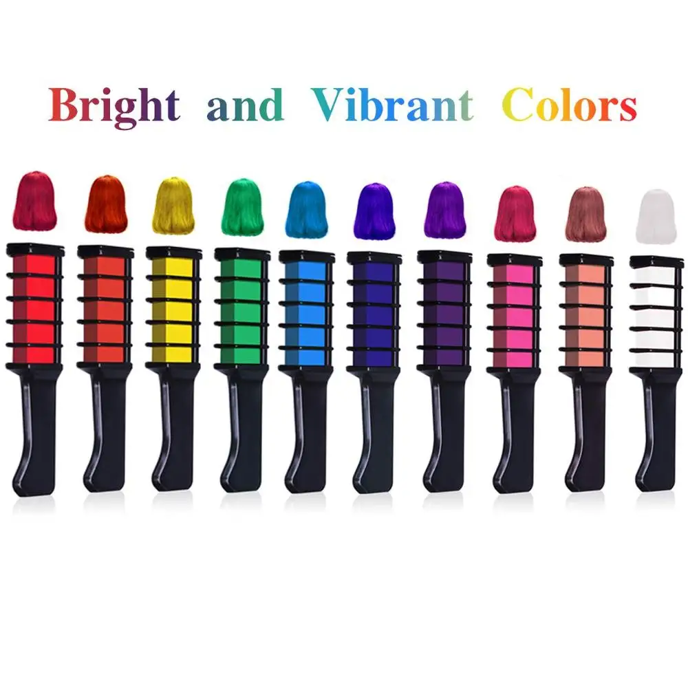 10 в 1 Цвет Мел для волос набор Временная моющаяся краска для волос ...