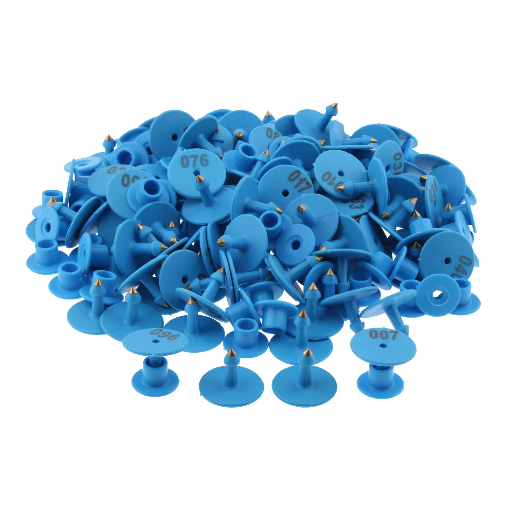 100xNumbered Livestock Identification Ear Tag for Pig Cow Blue Never Rust