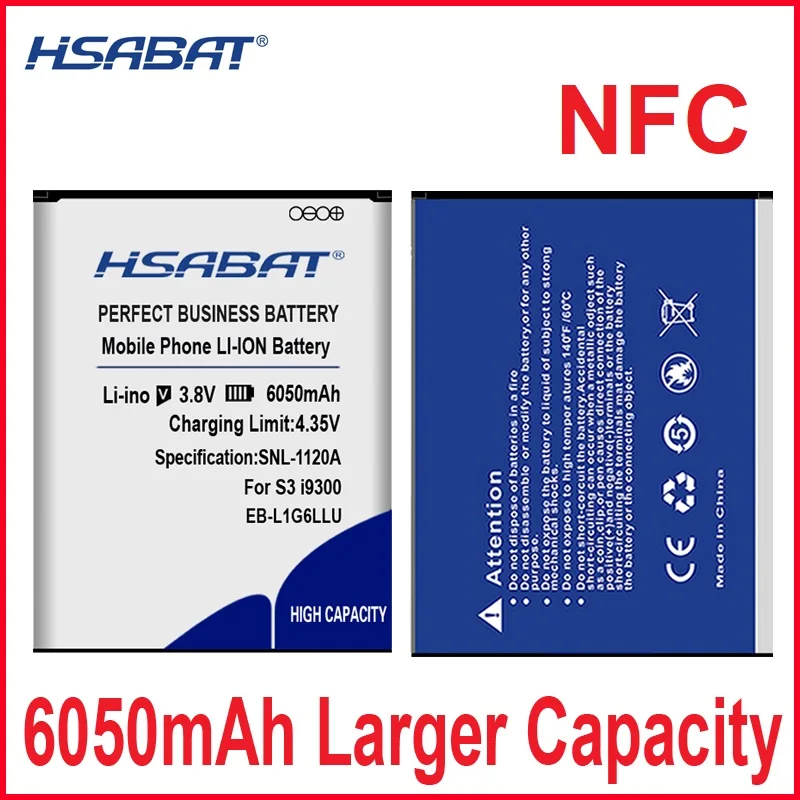 HSABAT 6050mAh EB L1G6LLU для Samsung S3 SIII i9300 NFC аккумулятор i9305 Galaxy Grand DUOS I9082 Neo i9060|Аккумуляторы