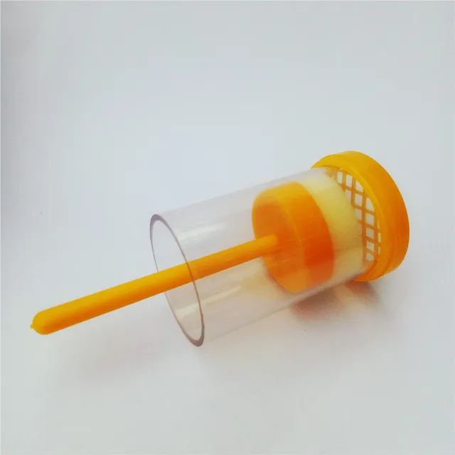 Queen Méh Marker Műanyag Üveg Palack Doboz Hasznos Farm Dugattyú Hordozható Berendezéssel Jelöli A Ketrec Sárga Méhészetet - Image 2