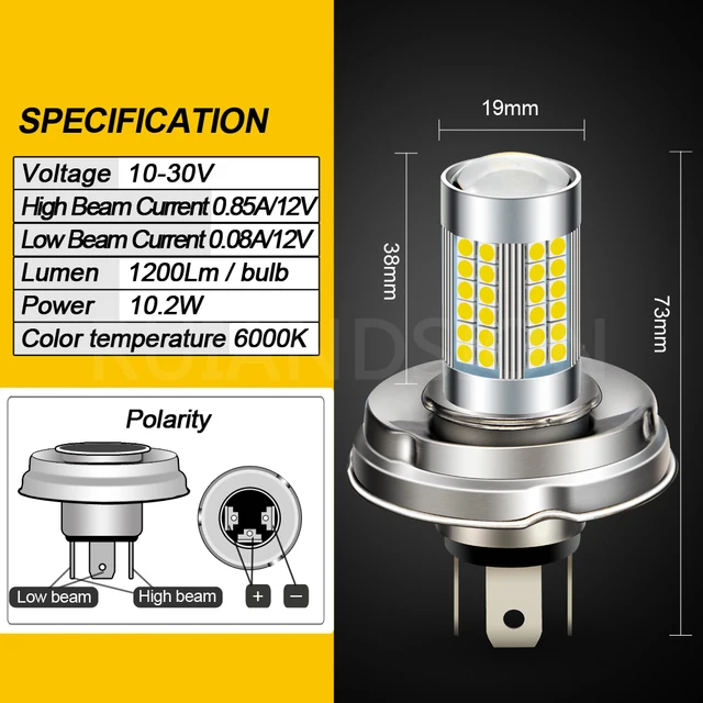 2Pcs DC 6V 10-30V 12V 24V P45T R2 3030SMD LED Motorcycle Headlight Tractor Car Fog Lamp 1200LM 6000K Scooter Motobike Moped Bulb DC 10-30V