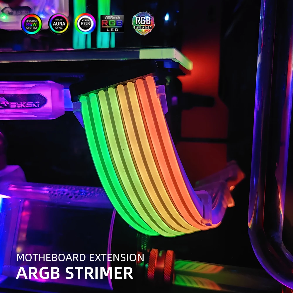Cabo de Extensão Cabo de Iluminação A-rgb Arco-íris Efeito Néon Strimer Fio 24pin Extensão Motheboard Vga Extender pc Mod Gpu 8pin - Imagem 2