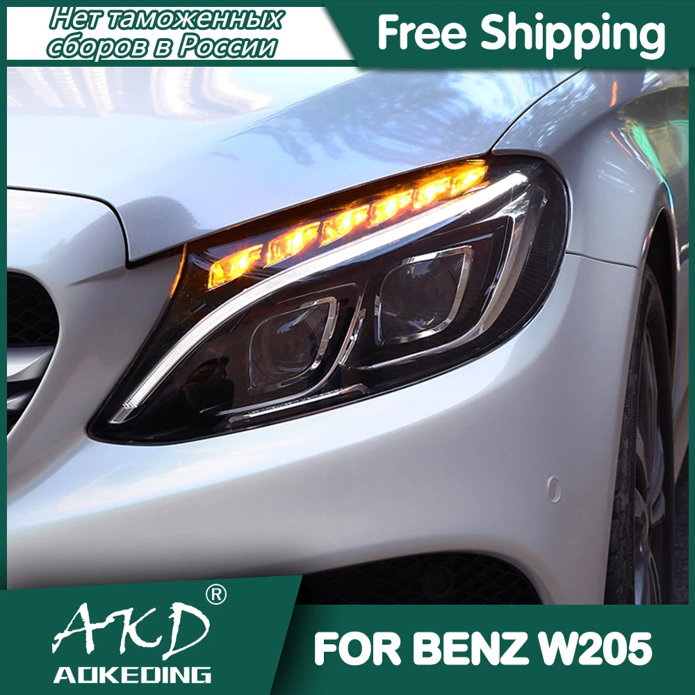 For Car Benz W205 Headlights 20142018 Drl Day Running Light Led Bi