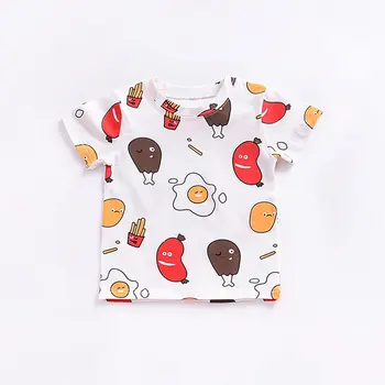 

Children'S Wear 18 Summer New Cotton Children'S Short Sleeve T-Shirt Eating Unicorn Print Top