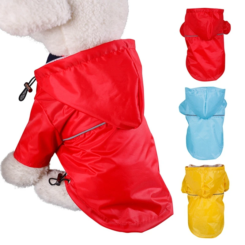 Waterproof font b Pet b font Dog Raincoat Hooded PU Reflective Rain Coat Outdoor Jackets Clothes