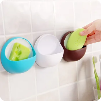 New In Plastic Suction Cup Soap Toothbrush Box Dish Holder Bathroom Shower Accessory Household Merchandises Free Shipping Items 1