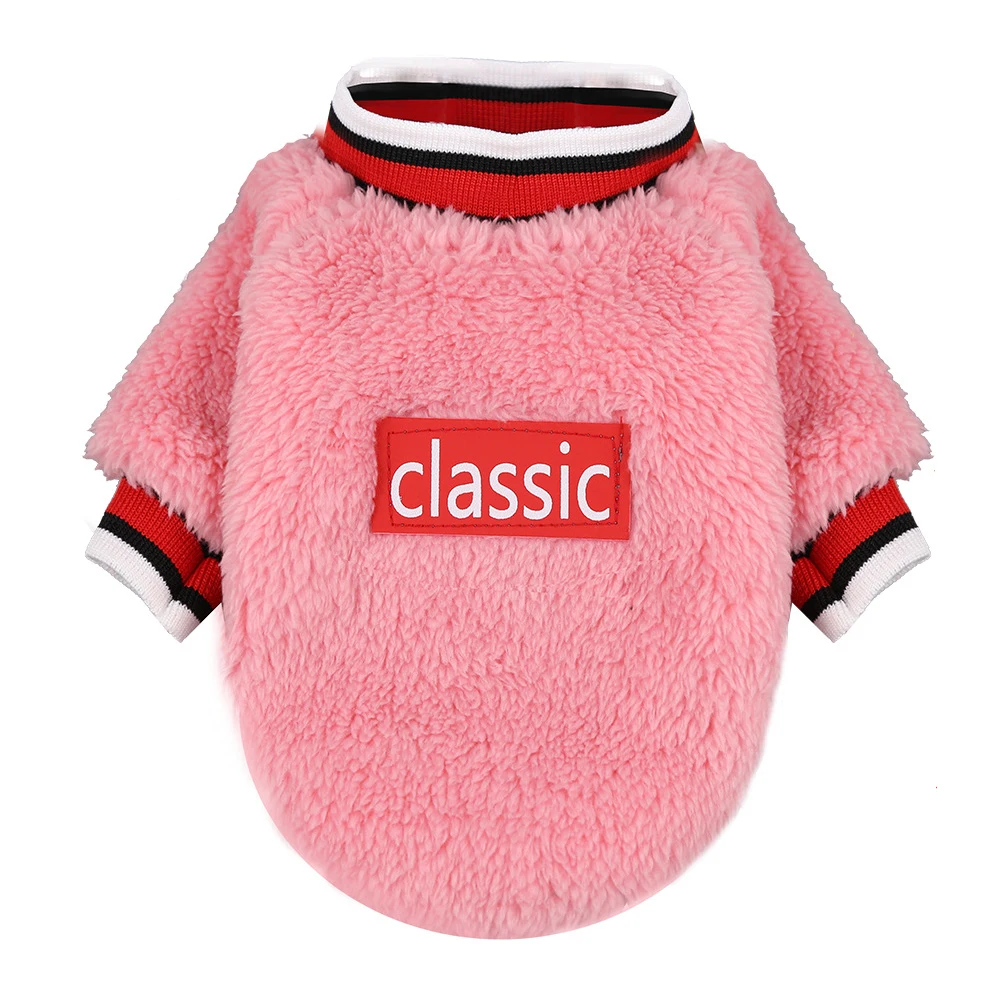 Плотные толстовки классический свитер для собаки, для питомца собаки, одежда для собак, зимнее теплое пальто на флисе рождественские Весна Костюмы - Цвет: Thick Pink