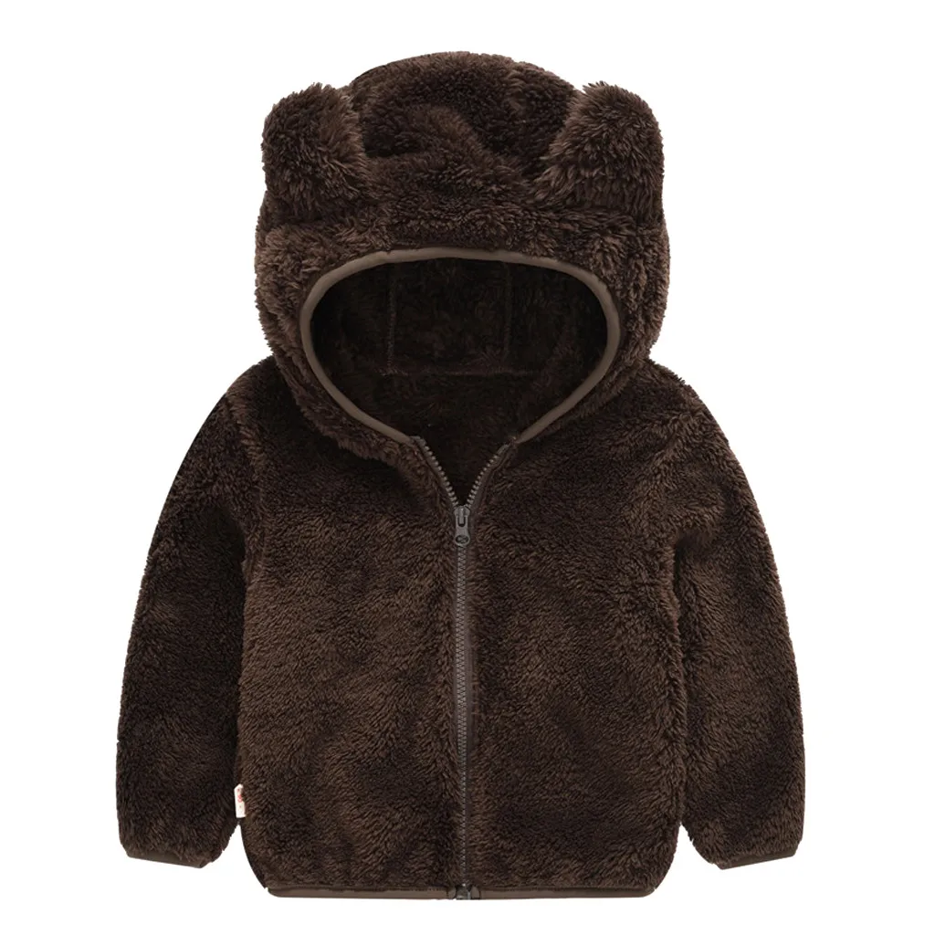 Куртка для маленьких девочек на осень Зимняя одежда для Дети ребенка Девочки Мальчики с милыми ушками, замок-молния, утепленное пальто с капюшоном теплая верхняя одежда# g4