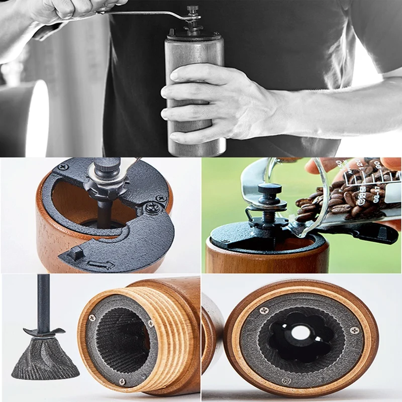 1Pcs Mini Manual Adjustable Coffee Bean Grinder Manual Coffee Grinder Wooden Household Kitchen Mini Manual Coffee Grinder Househ