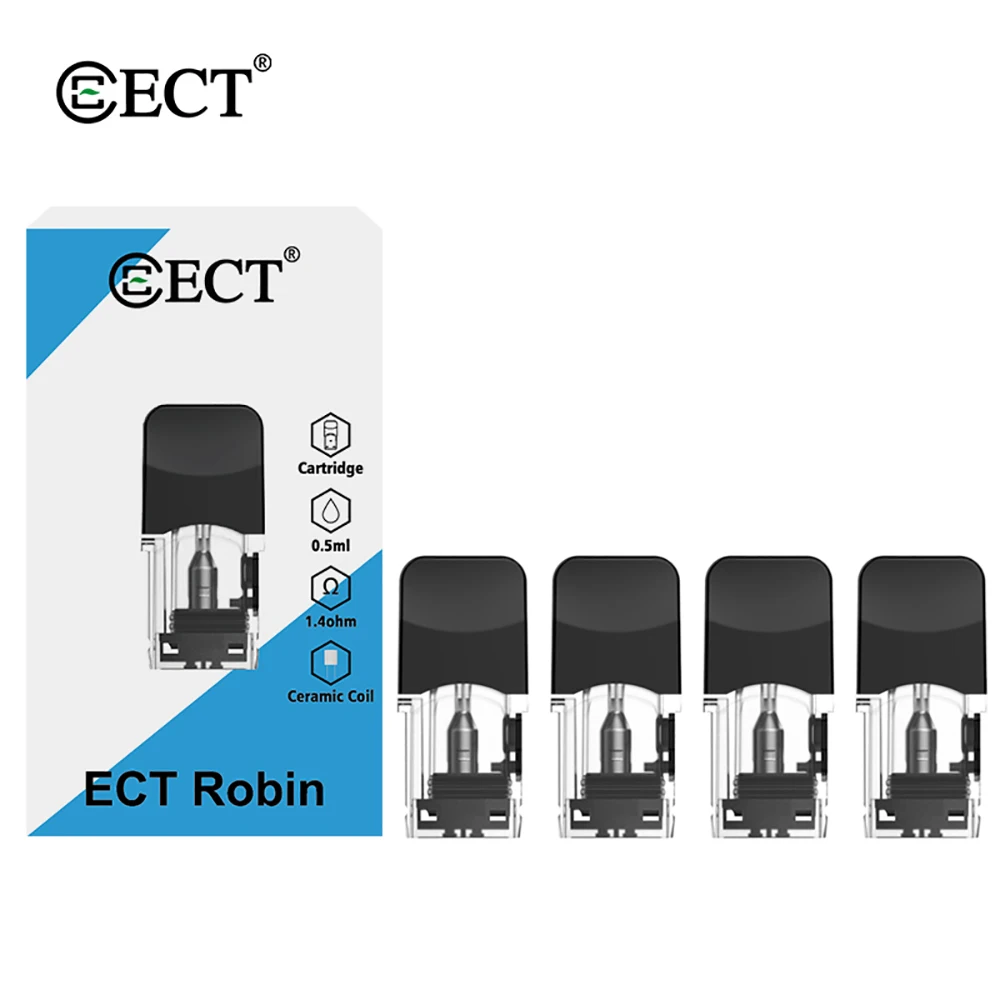 

4PCS/ Pack ECT Robin Vape Pod Electronic Cigarette MTL Atomizer Replacement Coil 1.3/1.4 Ohm 0.5 ML Starter Kit For Juul Pods