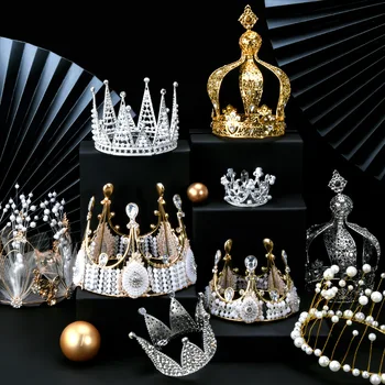 

Crown Cake Decorations and Ornaments Birthday Party Bakery Decorations Adult Queen European Style er tong kuan Pearl Crown