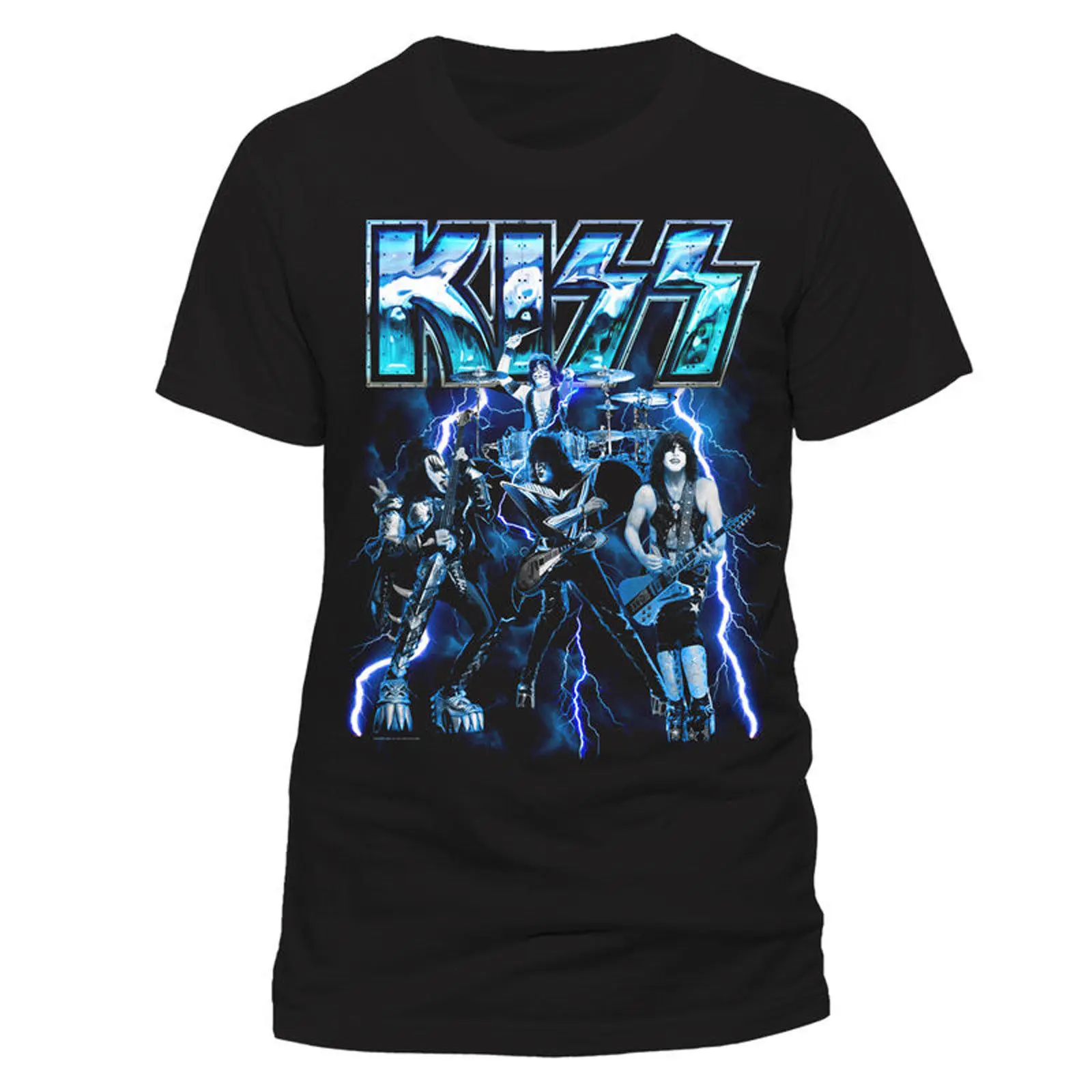 Kiss Blue Flash Gene Simmons Пол Стэнли рок Официальная футболка Мужская Унисекс Harajuku Смешные