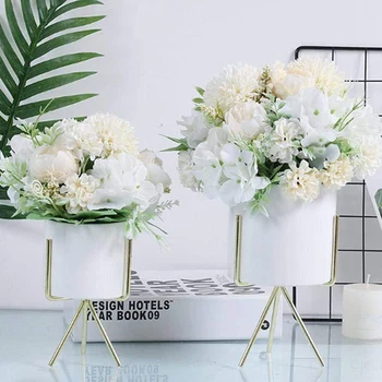 

Artificial Flowers, Fake Peony Silk Hydrangea Bouquet Decor Plastic Carnations Realistic Flower Arrangements Wedding Decoration