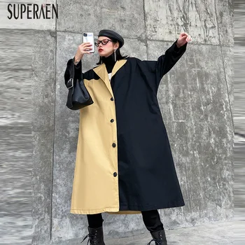 

SuperAen Europe Trench Coat for Women Pluz Sized Wild Fashion Ladies Windbreakers Casual 2020 New Spring and Autumn