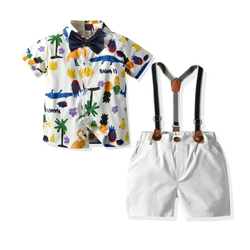 

bunvel Baby Gentleman Clothing Set Toddler Baby Clothes Dinosaur Print Tops+Overalls Short Pants 2PCS Casual Outfit Set