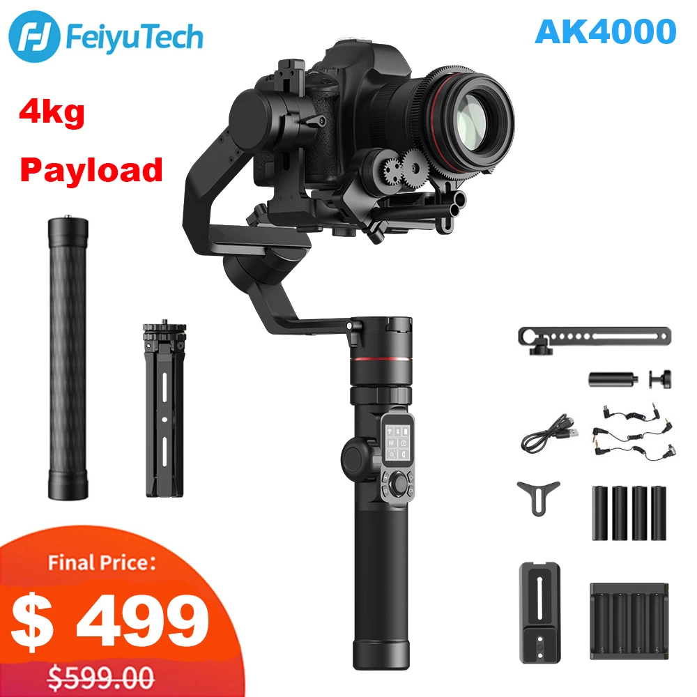 3 осевой стабилизатор для камеры FeiyuTech AK4000 с фокусирующим кольцом 4 кг полезная