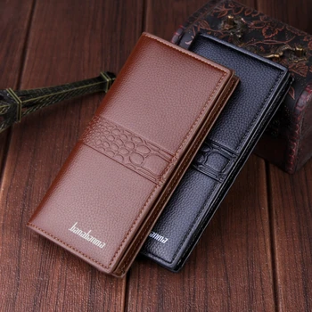 

Men's Fashion Business Long Wallet High Quality Crocodile Pattern Simple Long Wallets Elegant Driver's License ID Card Holder