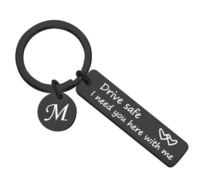 Drive Safe Keychain Present Favors For Trucker Husband Dad Boyfriend  Birthday 26 Letters Black Key Rings+box Handsome Gifts 50pc - Party Favors  - AliExpress