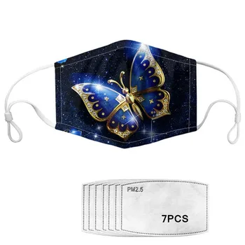 

Metal Butterfly Women Masks with 2 Filters Clothing Accessories Dustproof Mouth Mask Breathable Face Mouth Masks Mascarillas
