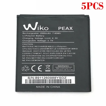 

100% Original high quality 5PCS peax 3.7v 2000mAh Battery For Wiko peax phone Cell Mobile Phone Batteries