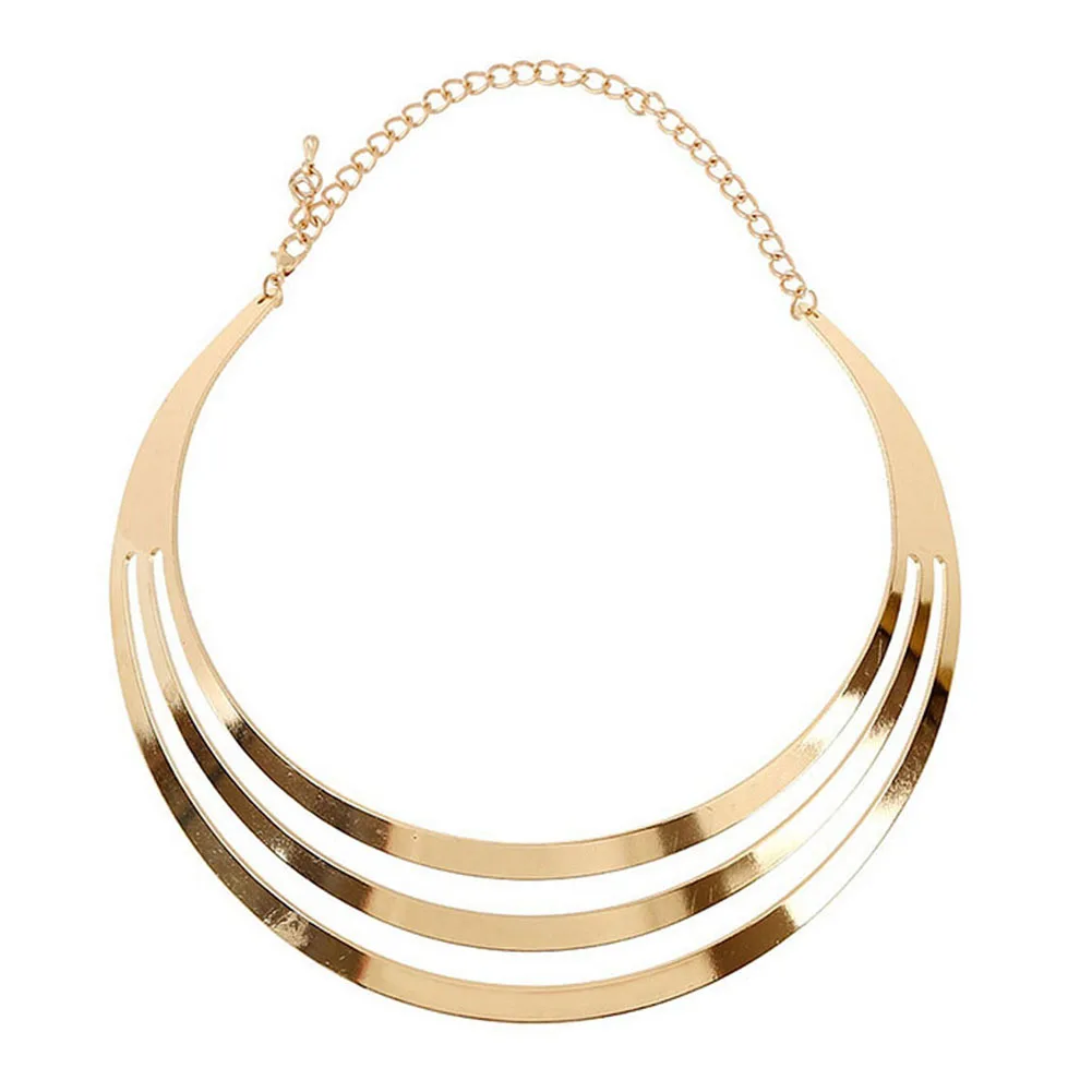 Модное женское ожерелье в стиле панк длинное ожерелье-колье Torque Bijoux3 Layers золотистый цвет, Круглый колье модные украшения