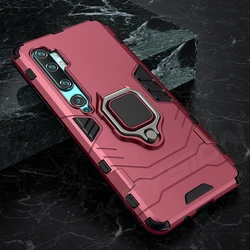 Durable Shockproof Armor Phone Case with Car Ring Holder - KEYSION for Mi CC9 Pro (Red)