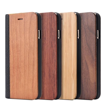 

Flip Leather Wooden Case For Samsung S10 S10 Plus S10E S7 Edge Bamboo Natural Wood Cover Cherry Rose Wood Black Walnut Case