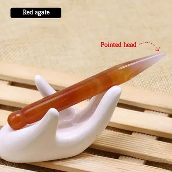 

Natural Face Massage Wand Jade Stone Guasha Acupuncture Therapy Stick Reduce Wrinkles Points Massage Treatment