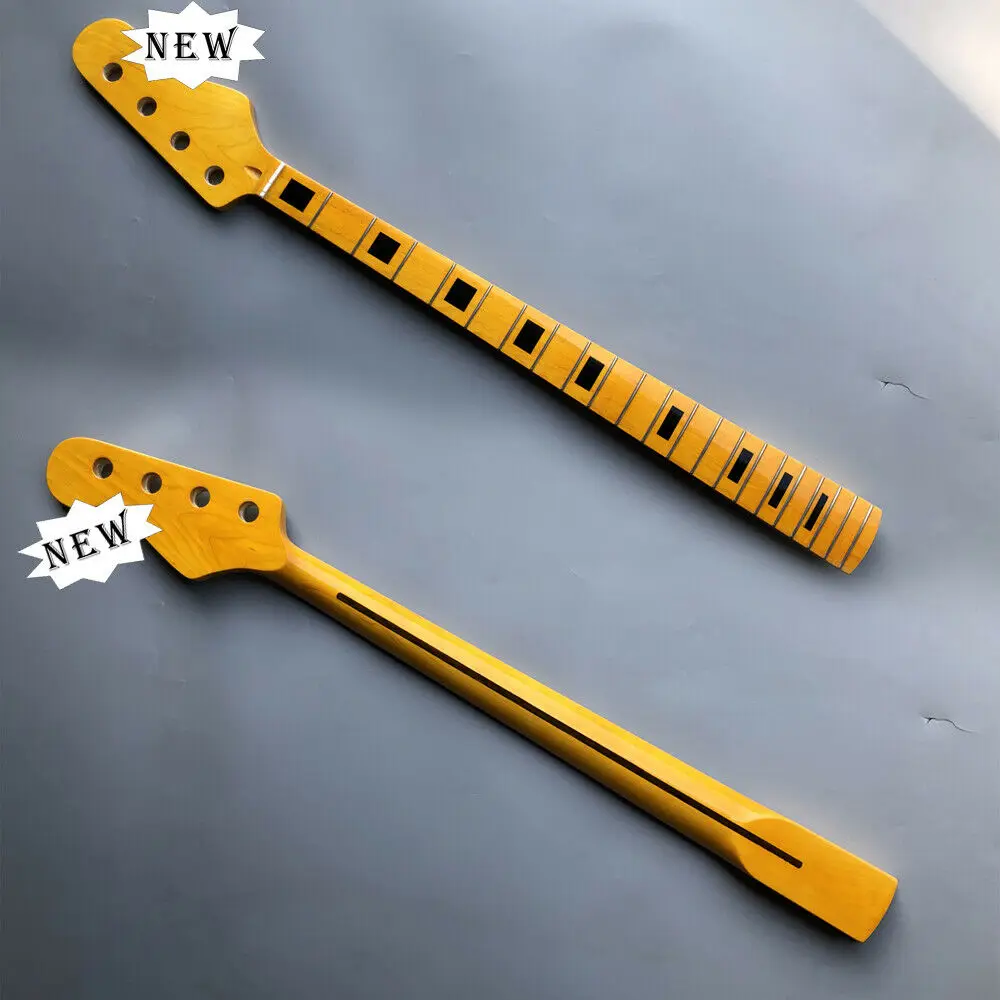 

B14 Bass Guitar Neck Maple Stripped Truss Rod Nut 21 fret 34 inch yellow color