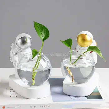 

Nordic Astronaut Flower Pot Hydroponic Plant Vase Diver Glass Vase Coffee Shop Table Home Decoration Fashion Personality Gift