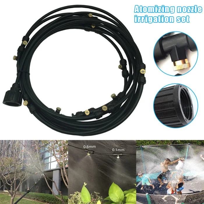 Mist Cooling System Garden Misting Irrigation System Outdoor Watering Cool Nozzles Set for Lawn FP8