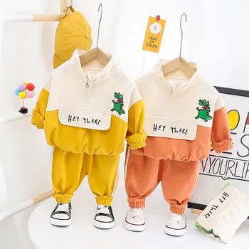 

Autumn Baby Boys Clothing Dinosaur Print Long Sleeve Sweatshirt Hoodies + Casual Trousers Cotton Children Kids 2Pcs Sets