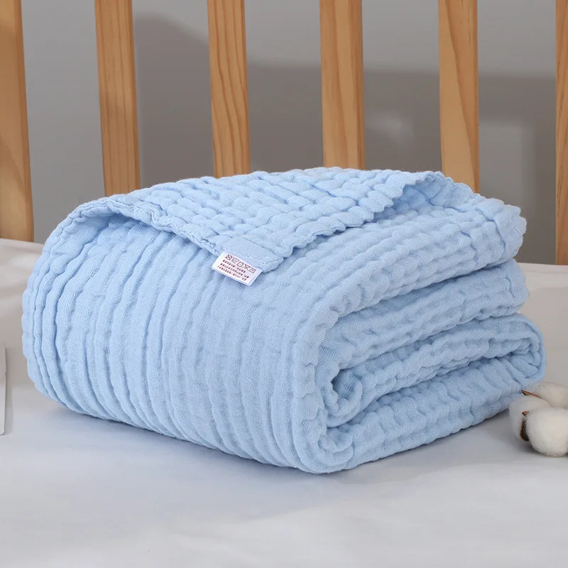 Детские одеяла для новорожденных; детские одеяла с Минки; Манта для новорожденных; Bebe Recien Nacido Algodon; Детские муслиновые одеяла для пеленания - Цвет: Blue